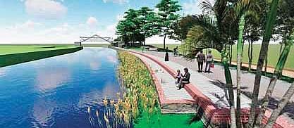 A representational picture of a canal shore in Kochi after the rejuvenation