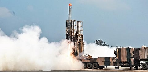 Nirbhay missile being test fired from ITR off Odisha coast. (Photo | EPS)