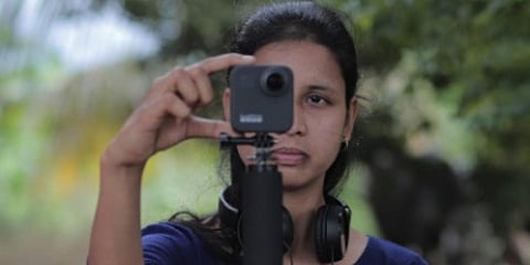 Ashwini Doddalingannavar teaching students in rural areas with digital equipment. (Photo| EPS)