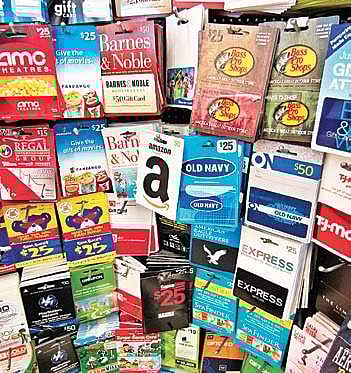 Image of gift cards used for representational purposes.