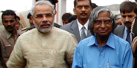 Late President APJ Abdul Kalam (R) with PM Narendra Modi (Photo | PTI)