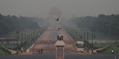 A view of Rajpath amid smog in New Delhi on Wednesday. (Photo| Shekhar Yadav, EPS)