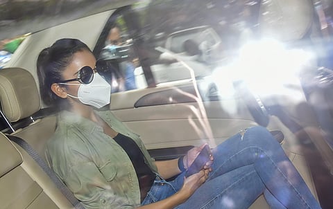 Bollywood actress Rakul Preet Singh on her way to NCB office. (File Photo | PTI)