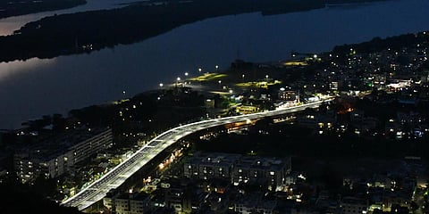 A view of the flyover at Kanaka Durga Temple in Vijayawada. (Photo| Prashant Madugala, EPS)