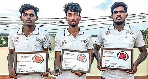 BSc Physics students M Adnaan and V Arun joined hands with their friend and engineering student M Kesavan to come up with the micro satellite