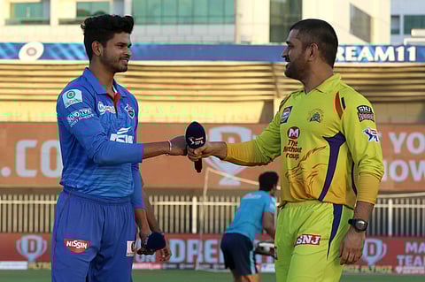 Shreyas Iyer captain of Delhi Capitals and MS Dhoni captain of Chennai Superkings. (Photo | IPL)