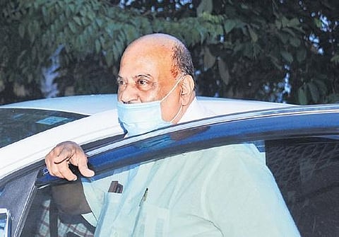 Pala MLA Mani C Kappen getting into his car after coming out of NCP executive meeting in Kochi | A Sanesh