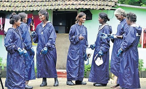 Female rag-pickers part of The Body Shop’s Project N.A.R.I and Plastics for Change