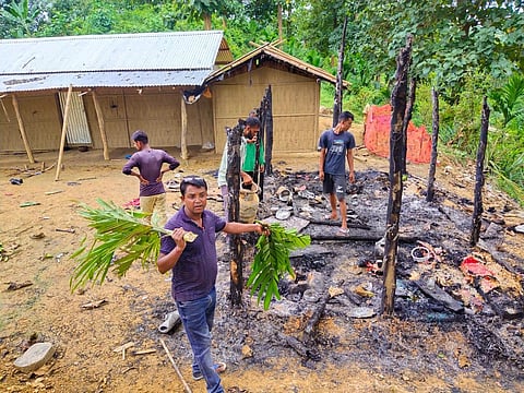 The Cachar police said three houses and some roadside shops were torched while one person was injured in the border dispute. (Photo | EPS)