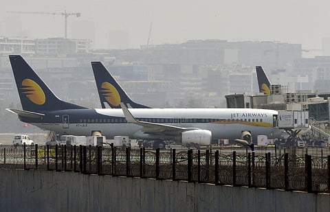 Jet Airways aircraft are seen parked on the tarmac at Chattrapati Shivaji International Airport in Mumbai.  (Photo | PTI)