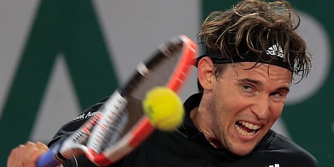 Dominic Thiem plays a shot against Casper Ruud in the third round match of the French Open tournament at the Roland Garros stadium in Paris. (Photo | AP)