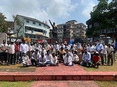 Congress Goa unit chief Girish Chodankar, Leader of Opposition in the Assembly Digambar Kamat were among the leaders who took part in the silent protest held in Lohia Maidan in Margao (Photo | Twitte)