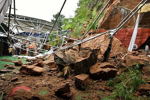 The three persons injured in the landslide were shifted to the medical camp set up on the hilltop