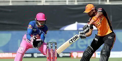 Manish Pandey of Sunrisers Hyderabad plays a shot during an IPL 2020 match against Sunrisers Hyderabad at Dubai. (FIle photo| ANI)