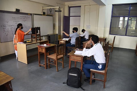 Schools reopen in UP with COVID-19 guidelines. (Photo| EPS/ Parveen Negi)