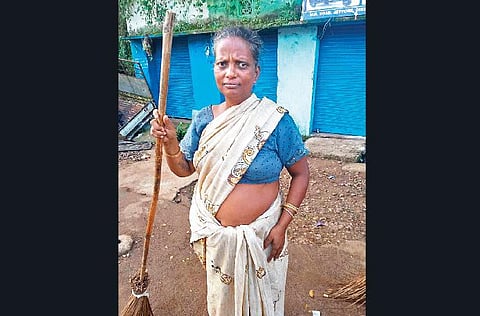 K Eesar Amma, Sanitation worker of Jeypore Municipality (Photo | EPS)