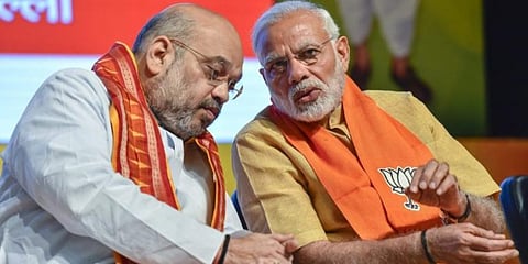 Home Minister Amit Shah (L) and PM Narendra Modi (Photo | PTI)