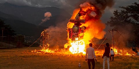 COVID effigies new addition at some celebrations during a muted Dussehra across country