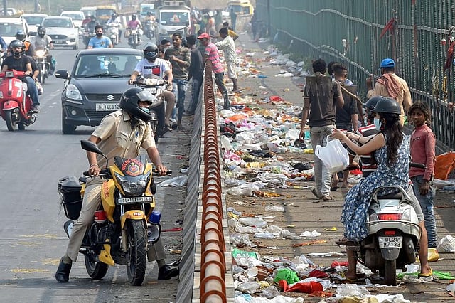 This year, more than the post-Dussehra pollution, it was violation of COVID protocols which was a concern for officials. (Photo| PTI)