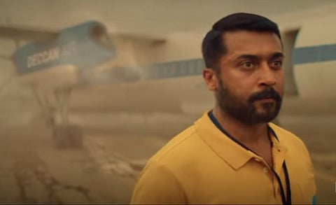 Suriya in a still from 'Soorarai Pottru' (Photo | YouTube screengrab)