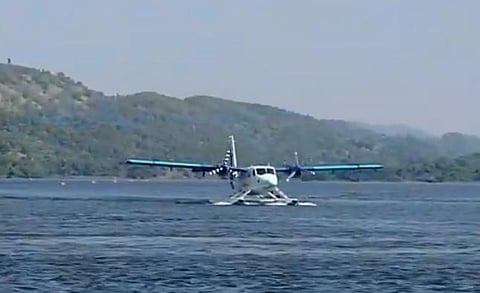 To begin with, SpiceJet will operate two daily flights on the Ahmedabad-Kevadia route (Photo |Twitter/flySpiceShuttle)