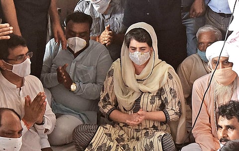 Priyanka Gandhi attends a prayer meet at a Valmiki temple in New Delhi | Parveen Negi