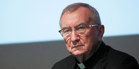 The Vatican secretary of state Cardinal Pietro Parolin attends at the 150th anniversary of the arrival of Catholic missionaries in China from an Italian religious order meeting, in Milan. (Photo | AP)