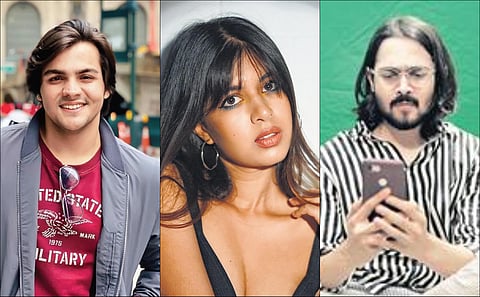 (L-R) YouTubers Ashish Chanchlani, Sejal Kumar and Bhuvan Bam