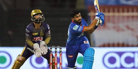 Shreyas Iyer showed his class with a captain's knock and pacer Anrich Nortje honoured his skipper's heroics by bowling a splendid penultimate over in Delhi Capitals' 18-run victory over Kolkata Knight Riders in a thrilling IPL match here on Saturday. (Photo | PTI)