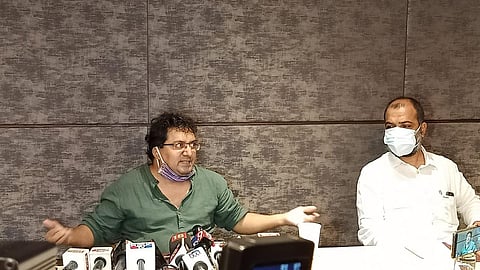 K Kalyan in a press conference in Belagavi. (Photo |EPS)