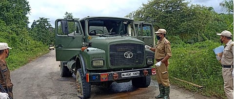 Ambushed Assam Rifles vehicle in Arunachal Pradesh. (Photo| EPS)
