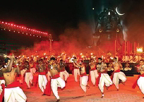 Devotees during the Mahashivratri celebrations in front of Adiyogi Statue at the Isha Yoga Center in Coimbatore | (File photo, S SENBAGAPANDIYAN)