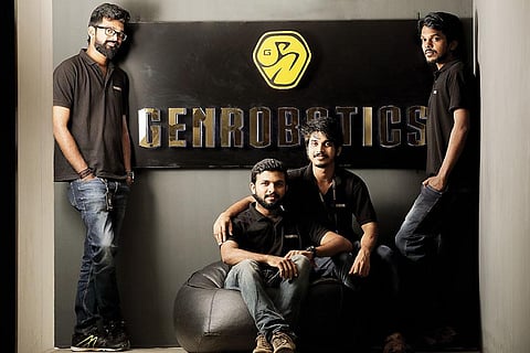 Genrobotics founders (L to R) Nikhil NP, Rashid K, Vimal Govind, Arun George  (Photo | Express)