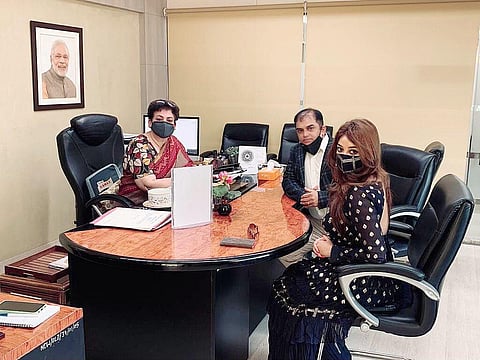 Payal Ghosh with NCW chairperson, Rekha Sharma.