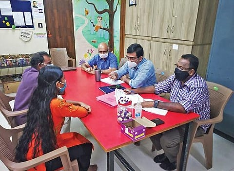 Counsellors at Don Bosco Veedu Society talking to a student