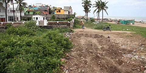One of the illegal roads laid on a beach running parallel to East Coast Road in Chennai. (Photo| Debadatta Mallick, EPS)