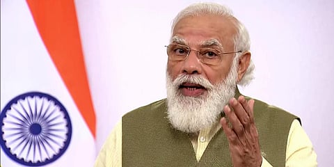 rime Minister Narendra Modi addresses at Annual Invest India Conference in Canada via video conference. (Photo| ANI)
