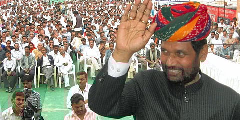 Lok Janshakti Party chief Ram Vilas Paswan during a party rally at Bikaner. (File Photo | PTI)