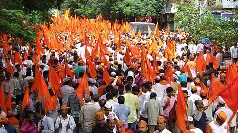 File photo of Maratha Kranti Morcha marching towards Mumbai demanding reservations for the Maratha community members in jobs and educational institutions. (File Photo | EPS)