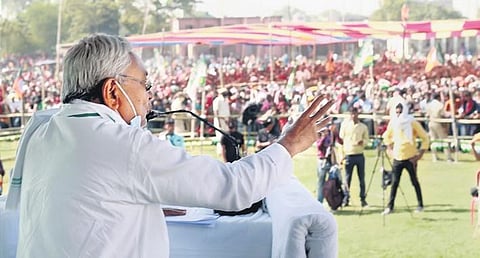 Nitish Kumar-led NDA claims to have provided six lakh jobs in five years. (Photo | PTI)