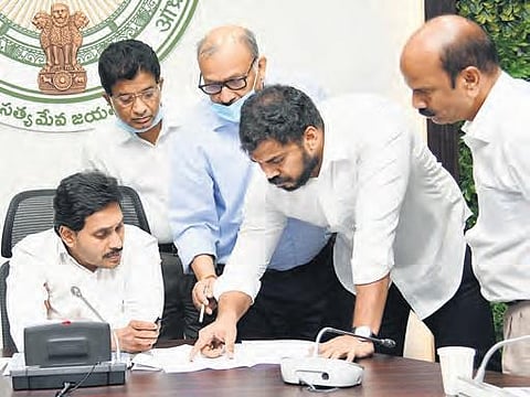 Chief Minister YS Jagan Mohan Reddy held a review on Irrigation department at CM’s camp office in Tadepalli on Wednesday | Express