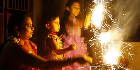 Bursting crackers isn't permittable this Diwali season unless they fall under the 'green' umbrella. Here is everything you need to know about the less-polluting hybrid variety of crackers that have been certified as a lesser evil when it comes to polluting the atmosphere. (Photo | R Satish Babu, EPS)