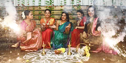 Chennaiites celebrate Diwali with Rangoli and fireworks. (Photo| Ashwin Prasath, EPS)