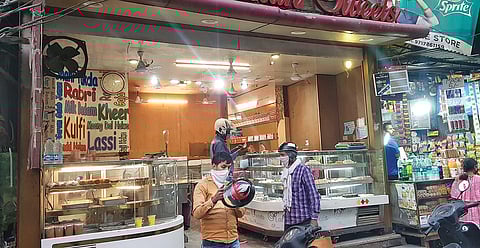 Kallan Sweets near Jama Masjid wore a deserted look a day before Diwali