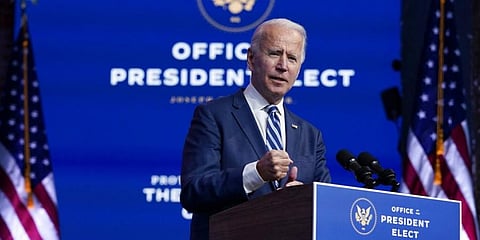 President-elect Joe Biden speaks at The Queen theater, in Wilmington. (Photo | AP)