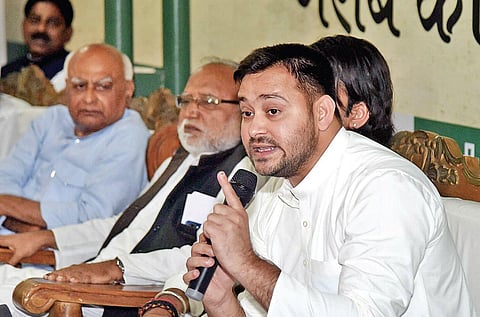 RJD’s Tejashwi Yadav has claimed that NDA won the Bihar elections through 'deceit'. (Photo | Express)