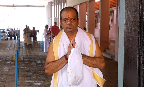 Gaanasravan visited the temple on Monday along with his family members and top officials of the 'Swamiji Group of Companies'