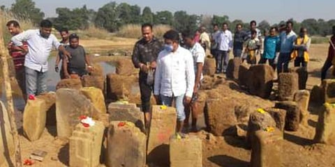 The archaeological remains excavated from Suktel river bed. (Photo| EPS)