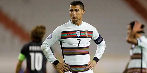 Portugal striker Cristiano Ronaldo reacts during the UEFA Nations League match against Croatia at the Poljud stadium in Split. (Photo | AP)