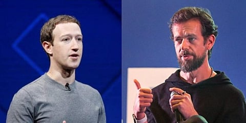 Facebook CEO Mark Zuckerberg (Left) and Twitter CEO Jack Dorsey. (Right)